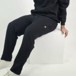 Essential Cotton Joggers wide legs - Black - Image 2